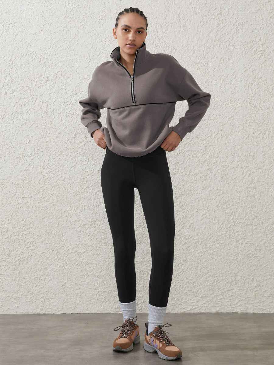 Womens Sports Activewear 76%polyester   24%Viscose Half Zip Sweatshirt E24W0445 print logo 21