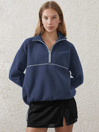 Womens Sports Activewear 76%polyester   24%Viscose Half Zip Sweatshirt E24W0445 print logo 5