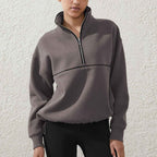 Womens Sports Activewear 76%polyester   24%Viscose Half Zip Sweatshirt E24W0445 print logo 9