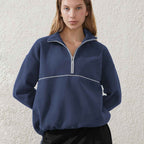 Womens Sports Activewear 76%polyester   24%Viscose Half Zip Sweatshirt E24W0445 print logo 1