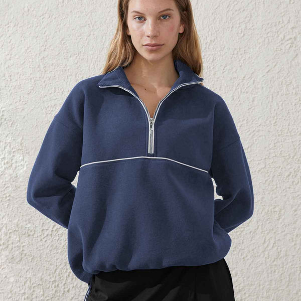 Womens Sports Activewear 76%polyester   24%Viscose Half Zip Sweatshirt E24W0445 print logo 1