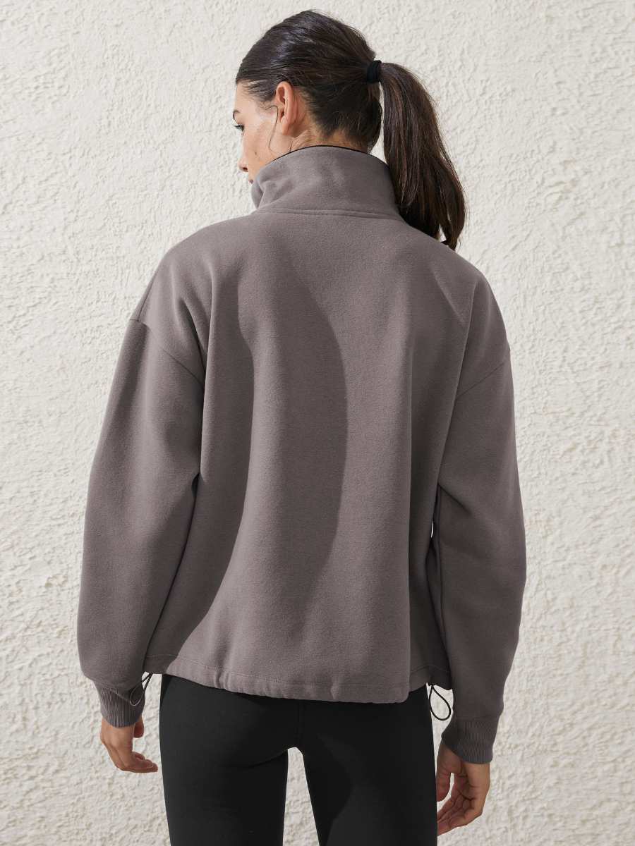 Womens Sports Activewear 76%polyester   24%Viscose Half Zip Sweatshirt E24W0445 print logo 25