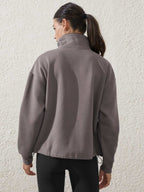 Womens Sports Activewear 76%polyester   24%Viscose Half Zip Sweatshirt E24W0445 print logo 25