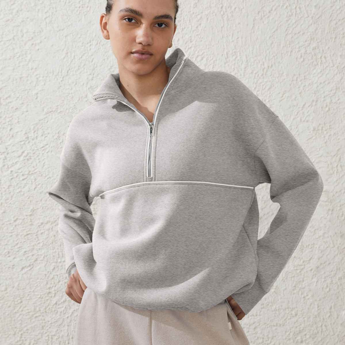 Womens Sports Activewear 76%polyester   24%Viscose Half Zip Sweatshirt E24W0445 print logo 17