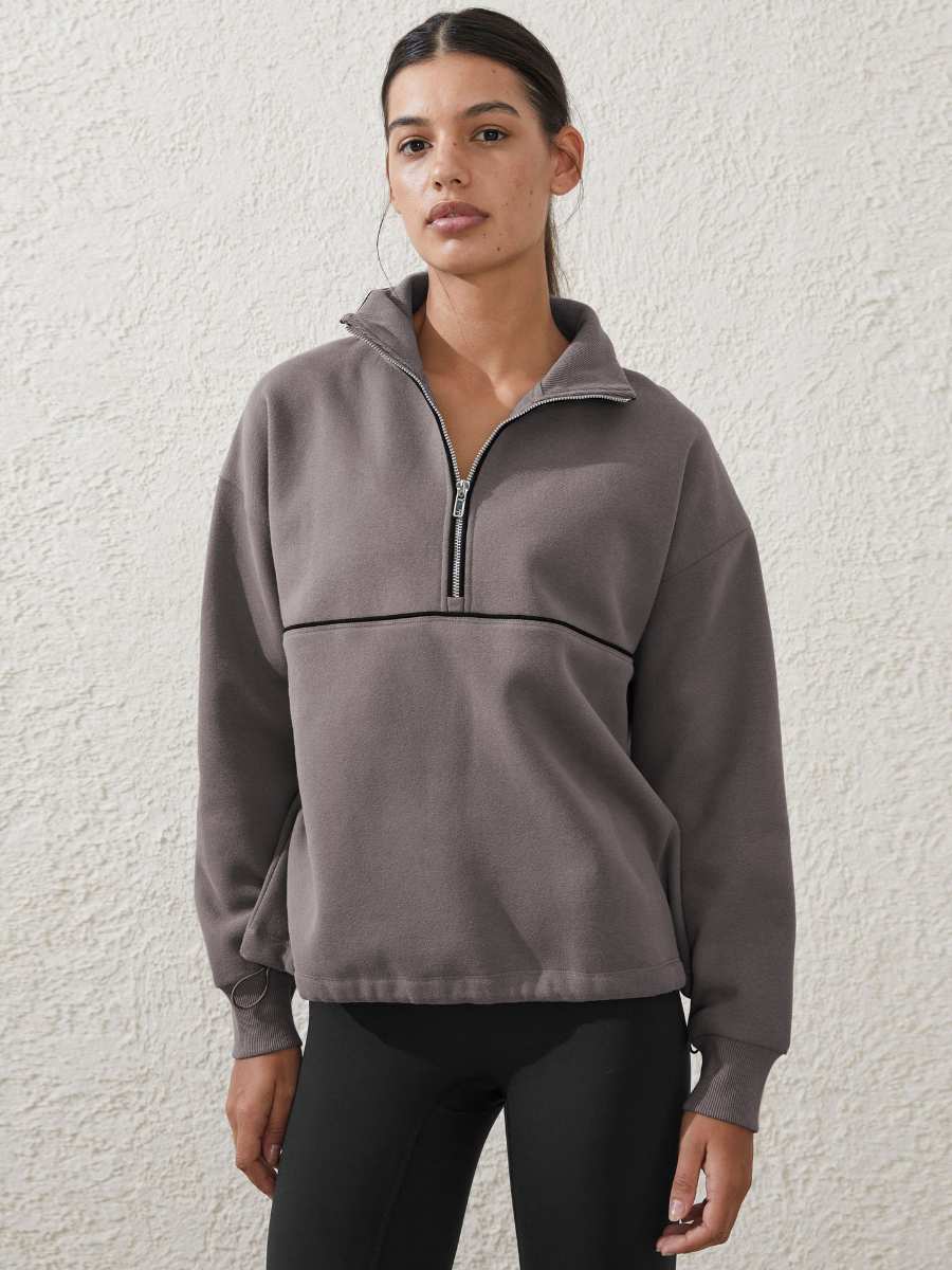 Womens Sports Activewear 76%polyester   24%Viscose Half Zip Sweatshirt E24W0445 print logo 26