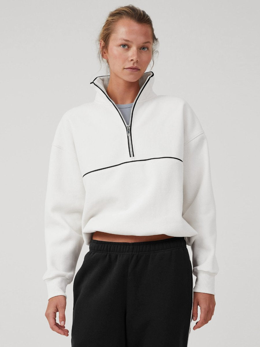 Womens Sports Activewear 76%polyester   24%Viscose Half Zip Sweatshirt E24W0445 print logo 6