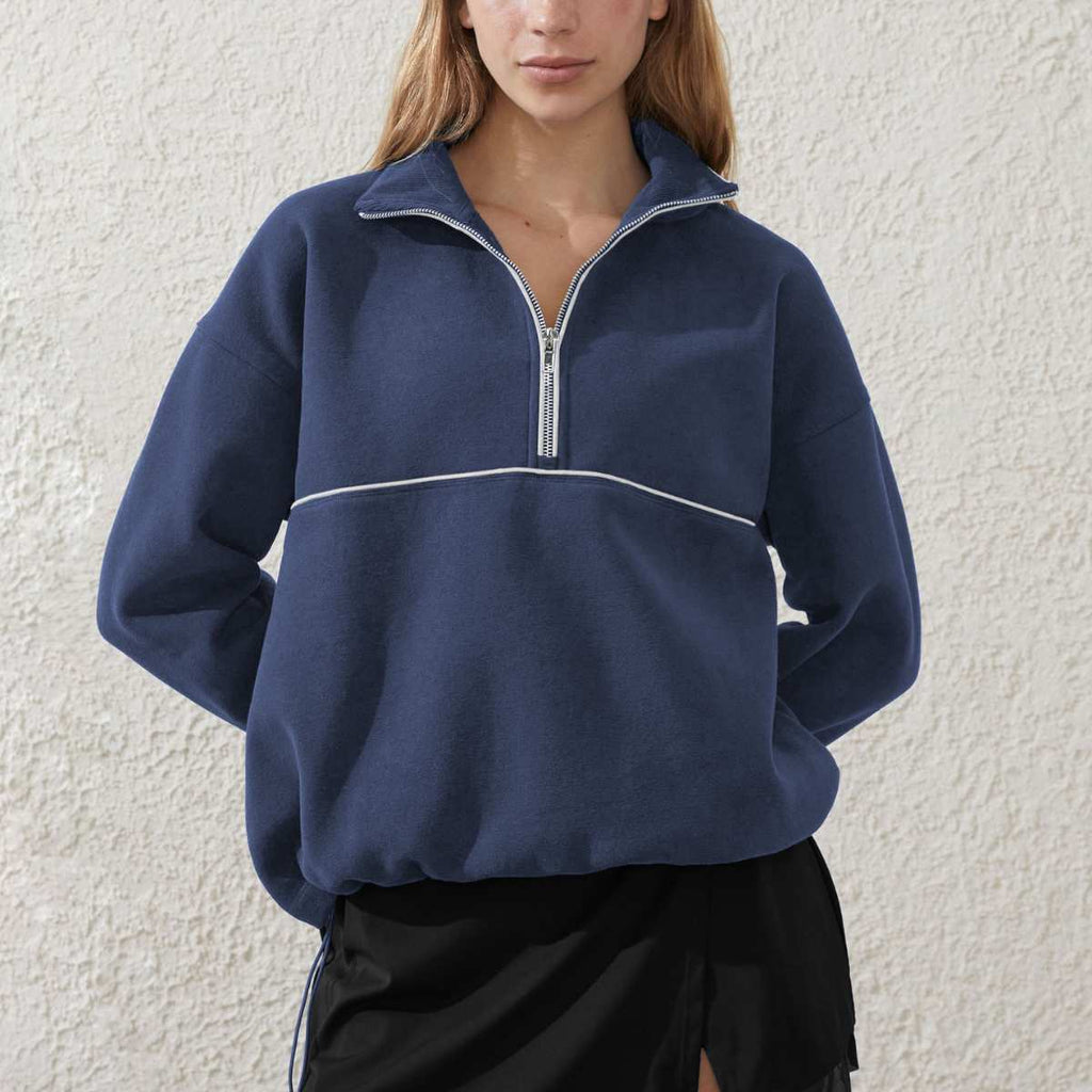 Womens Sports Activewear 76%polyester   24%Viscose Half Zip Sweatshirt E24W0445 print logo 10