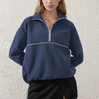 Womens Sports Activewear 76%polyester   24%Viscose Half Zip Sweatshirt E24W0445 print logo 10
