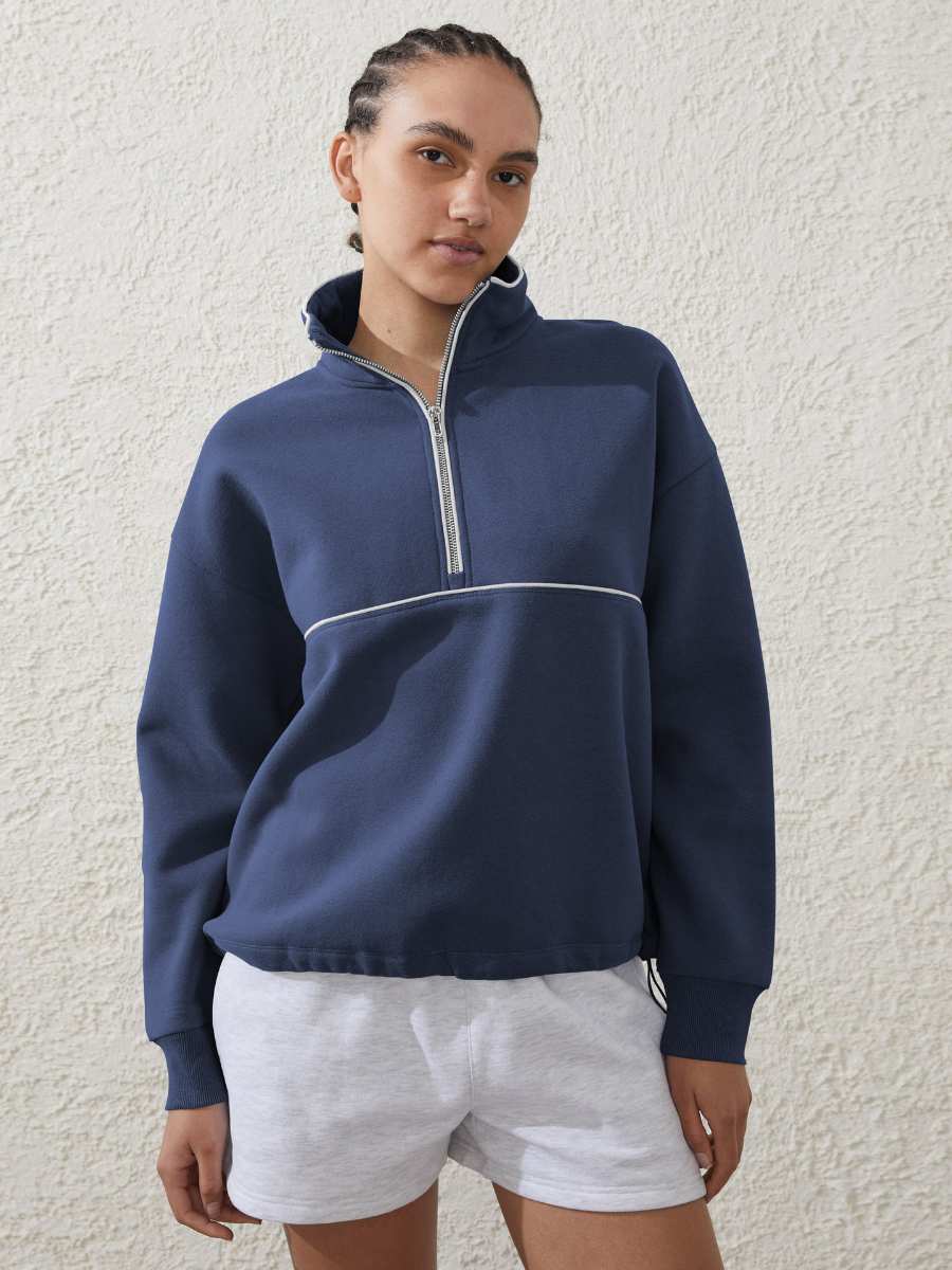 Womens Sports Activewear 76%polyester   24%Viscose Half Zip Sweatshirt E24W0445 print logo 30