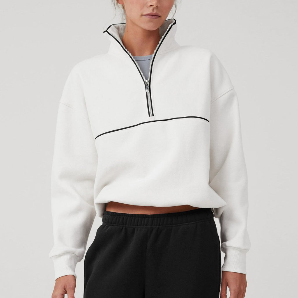 Womens Sports Activewear 76%polyester   24%Viscose Half Zip Sweatshirt E24W0445 print logo 14