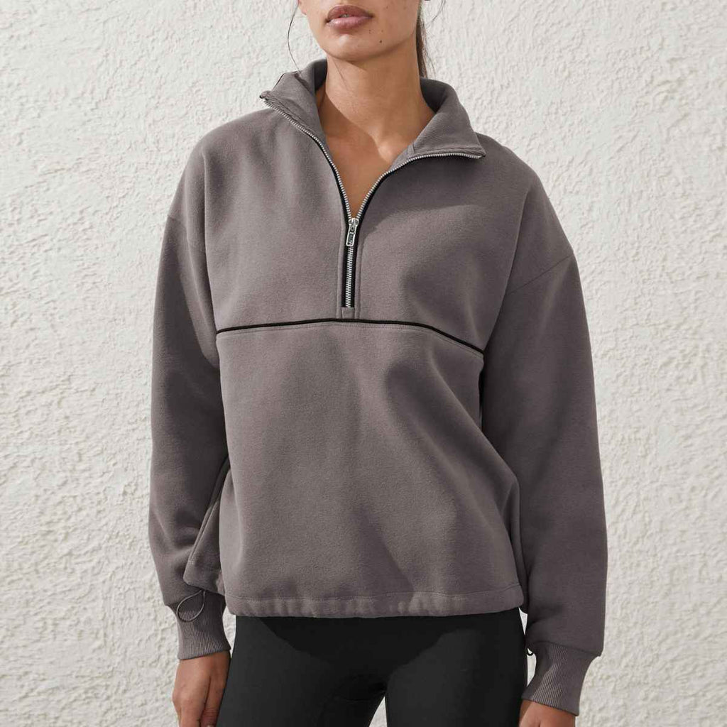 Womens Sports Activewear 76%polyester   24%Viscose Half Zip Sweatshirt E24W0445 print logo 18