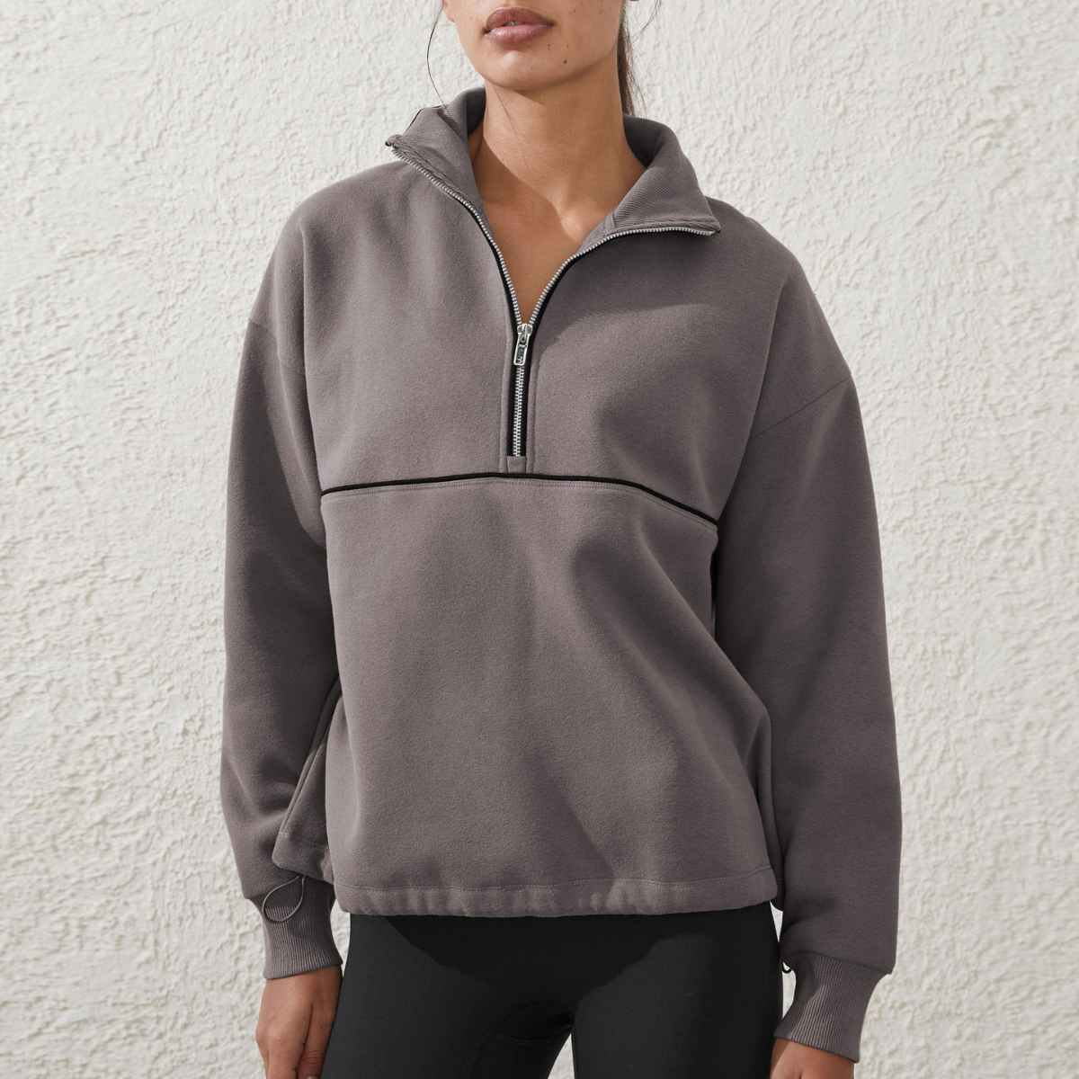 Womens Sports Activewear 76%polyester   24%Viscose Half Zip Sweatshirt E24W0445 print logo 18