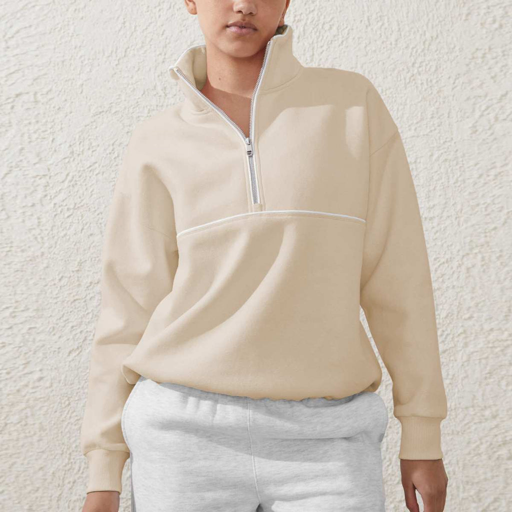 Womens Sports Activewear 76%polyester   24%Viscose Half Zip Sweatshirt E24W0445 print logo 15