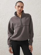 Womens Sports Activewear 76%polyester   24%Viscose Half Zip Sweatshirt E24W0445 print logo 23