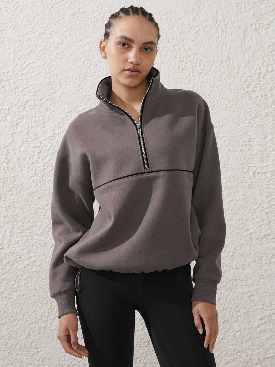 Womens Sports Activewear 76%polyester   24%Viscose Half Zip Sweatshirt E24W0445 print logo 23