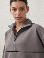 Womens Sports Activewear 76%polyester   24%Viscose Half Zip Sweatshirt E24W0445 print logo 20