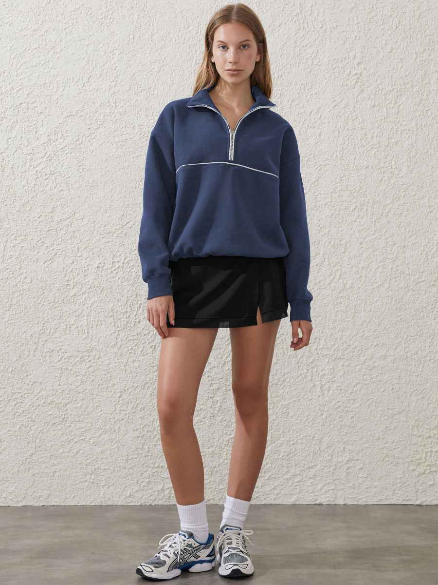 Womens Sports Activewear 76%polyester   24%Viscose Half Zip Sweatshirt E24W0445 print logo 32