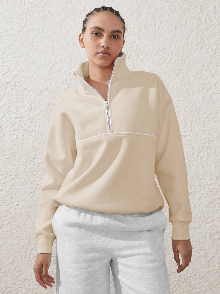 Womens Sports Activewear 76%polyester   24%Viscose Half Zip Sweatshirt E24W0445 print logo 4