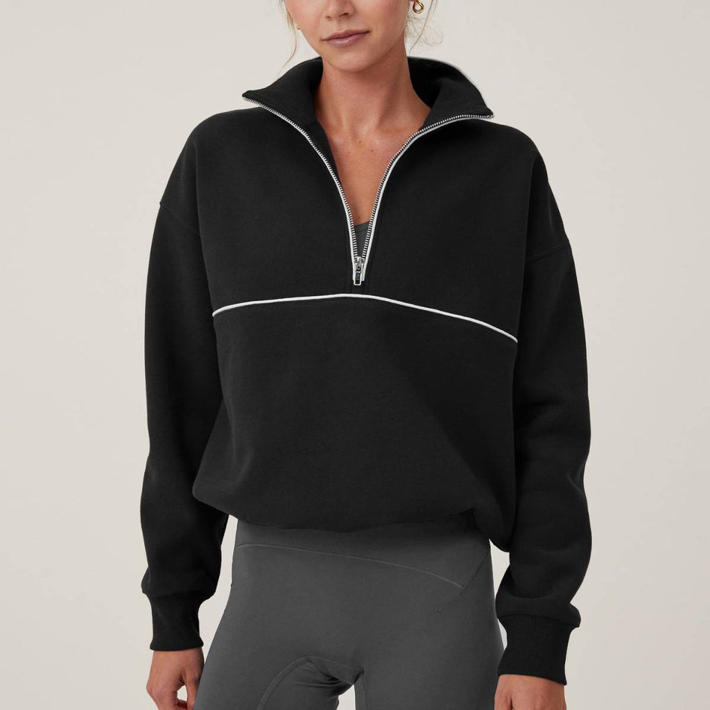 Womens Sports Activewear 76%polyester   24%Viscose Half Zip Sweatshirt E24W0445 print logo 16