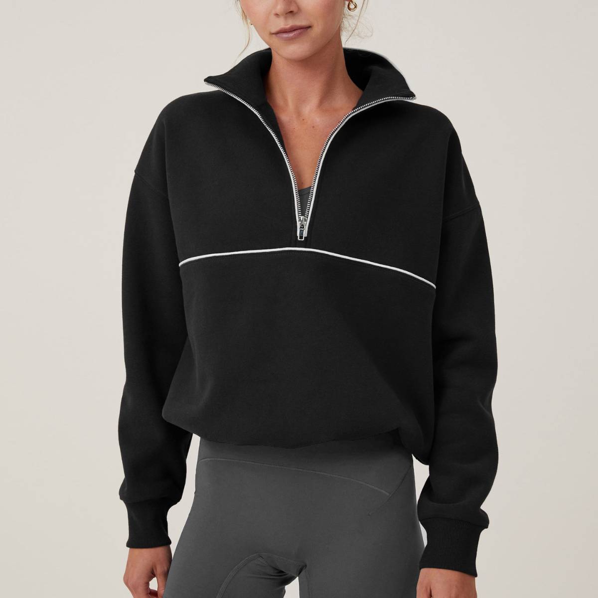 Womens Sports Activewear 76%polyester   24%Viscose Half Zip Sweatshirt E24W0445 print logo 16