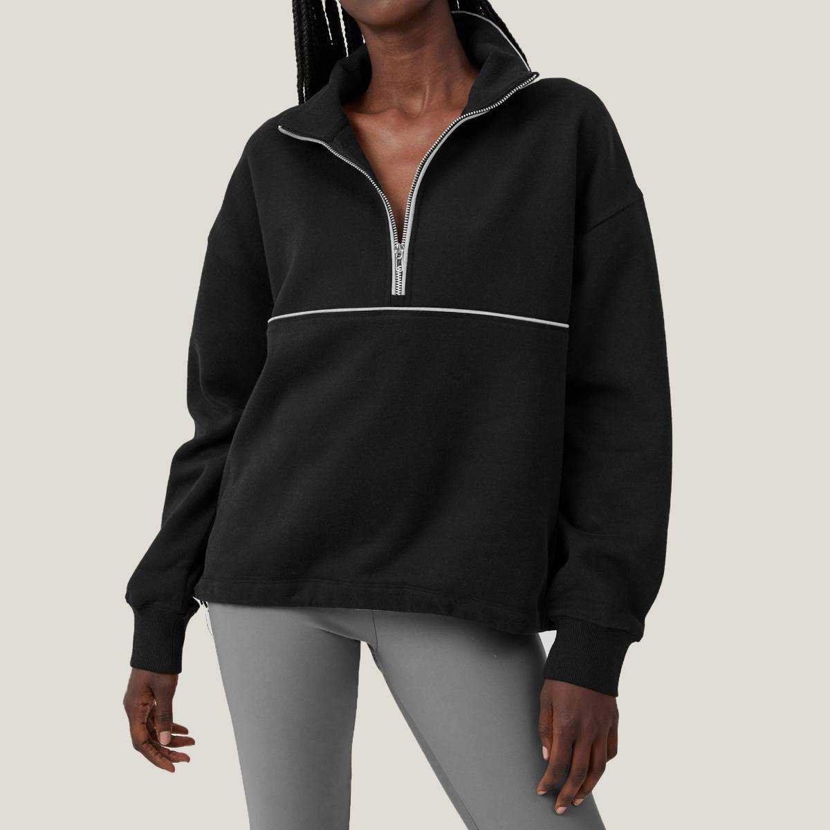 Womens Sports Activewear 76%polyester   24%Viscose Half Zip Sweatshirt E24W0445 print logo 12