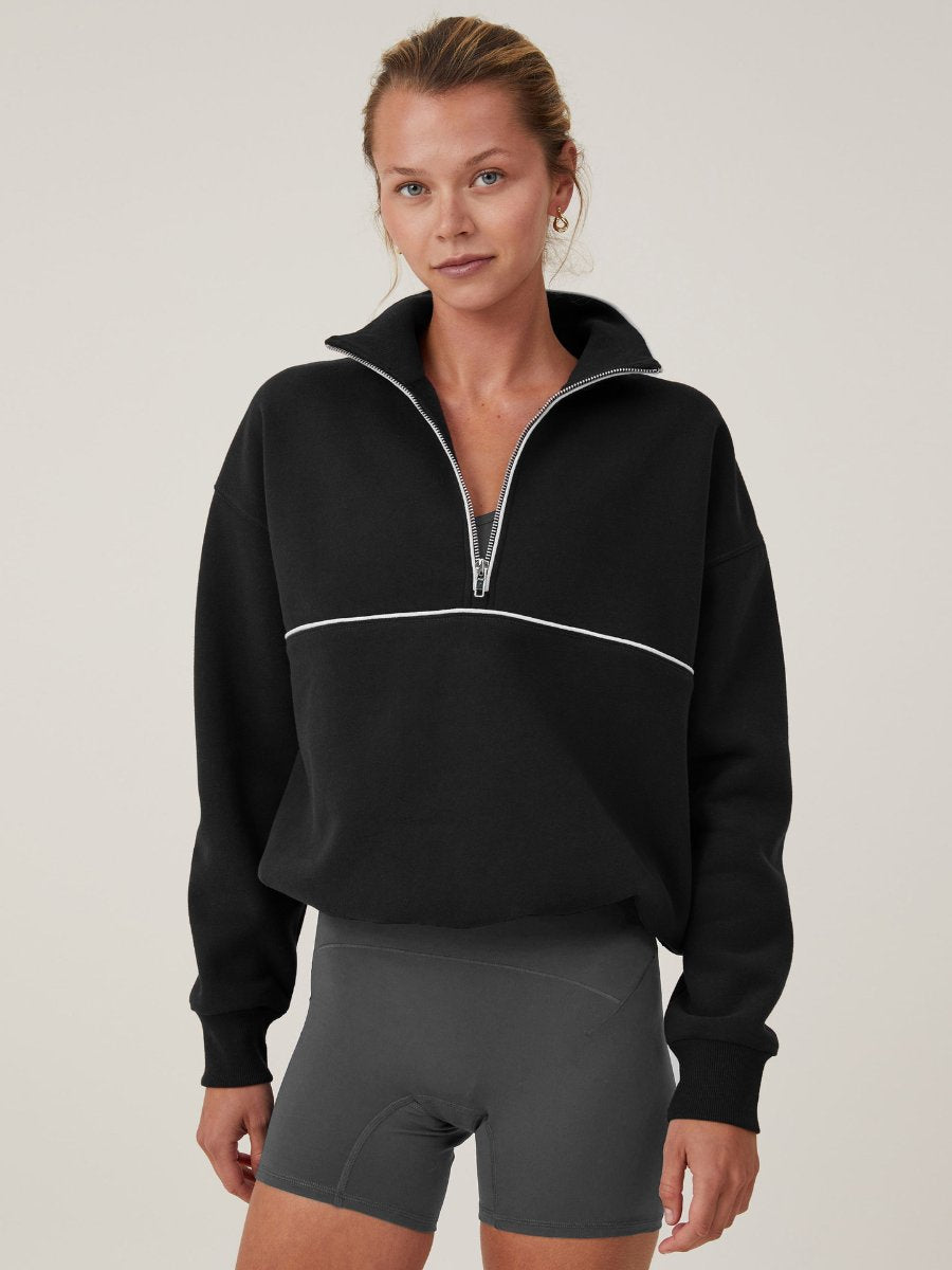 Womens Sports Activewear 76%polyester   24%Viscose Half Zip Sweatshirt E24W0445 print logo 8
