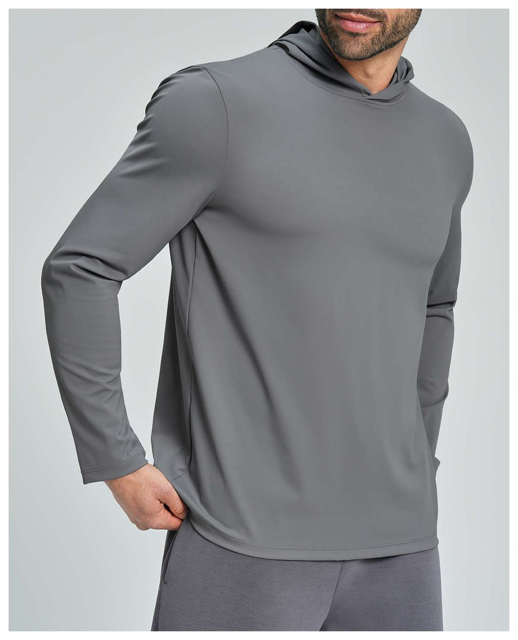 Mens Sports Fitness 78%nylon 22%spandex Hoodie ECX5086-1 - Product View 45 | Honfit