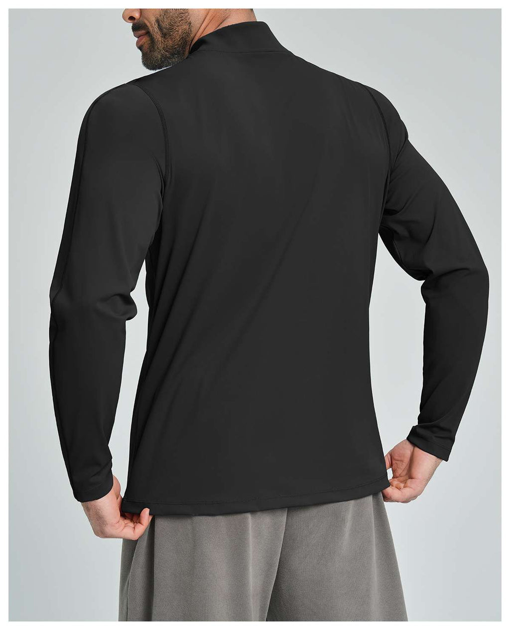 Mens Gym Training 78%nylon 22%spandex Quarter Zip Shirt ECX5086-2 - Product View 30 | Honfit