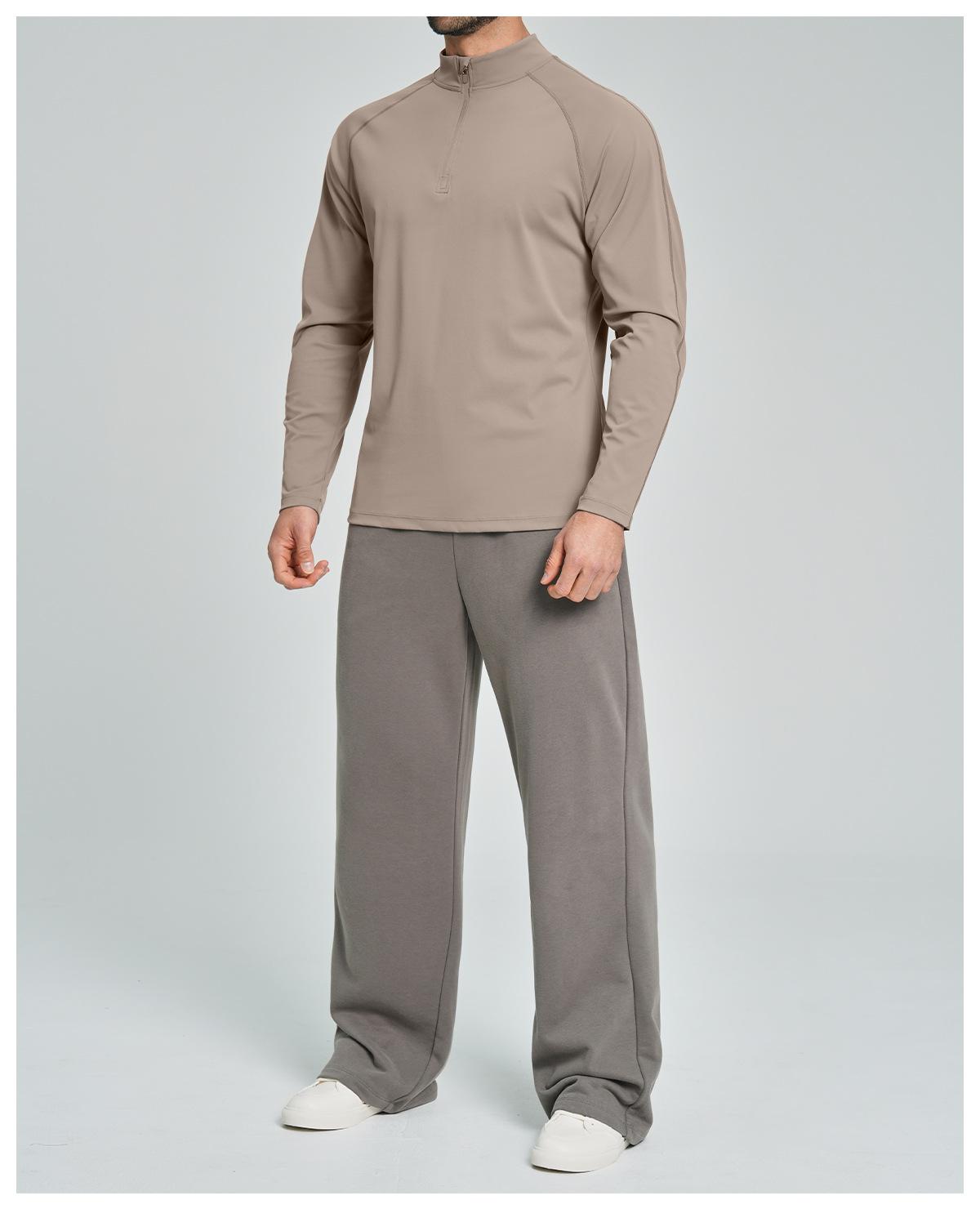 Mens Gym Training 78%nylon 22%spandex Quarter Zip Shirt ECX5086-2 - Product View 38 | Honfit