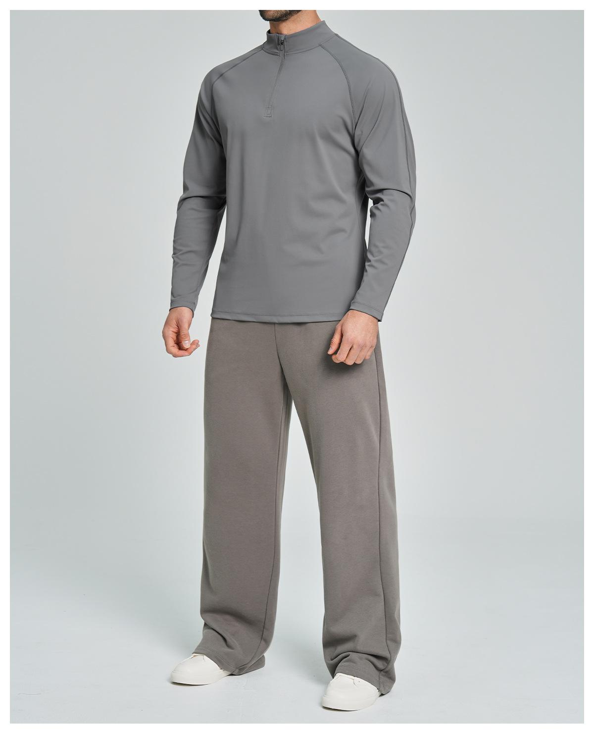 Mens Gym Training 78%nylon 22%spandex Quarter Zip Shirt ECX5086-2 - Product View 43 | Honfit