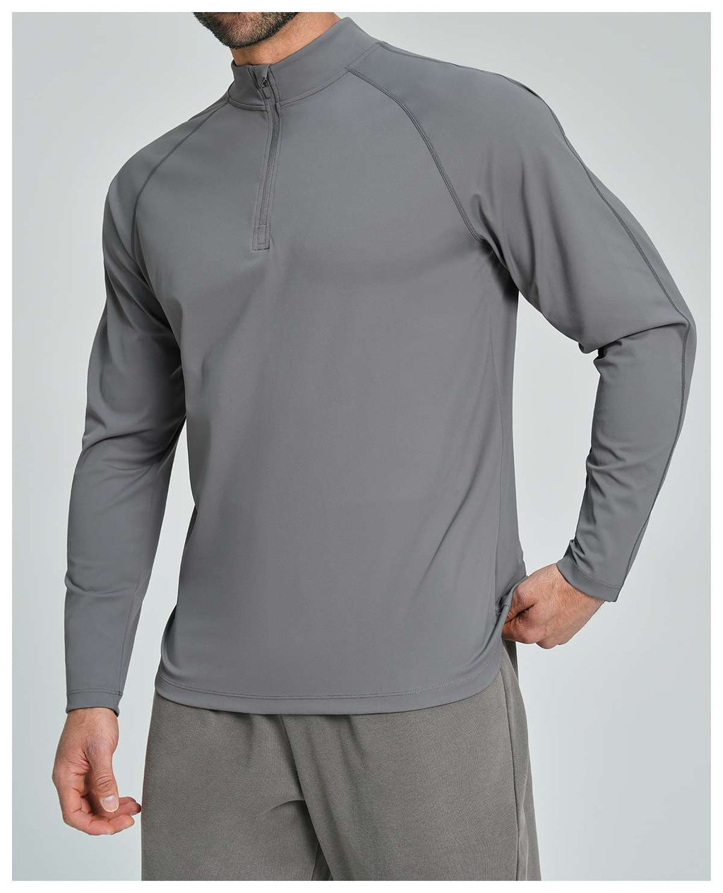 Mens Gym Training 78%nylon 22%spandex Quarter Zip Shirt ECX5086-2 - Product View 45 | Honfit
