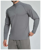 Mens Gym Training 78%nylon 22%spandex Quarter Zip Shirt ECX5086-2 - Product View 45 | Honfit