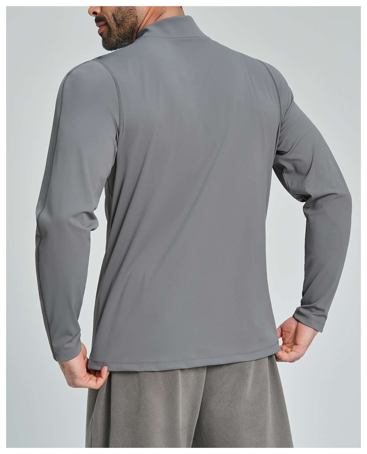 Mens Gym Training 78%nylon 22%spandex Quarter Zip Shirt ECX5086-2 - Product View 46 | Honfit