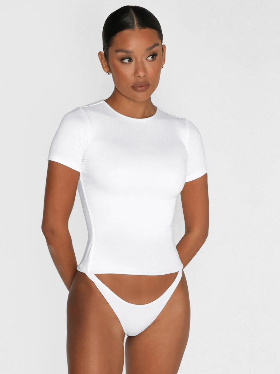 Womens Workout Sportswear 80%nylon 20%spandex Baby Tee ESST-01 print logo 65