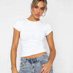 Womens Workout Sportswear 80%nylon 20%spandex Baby Tee ESST-01 print logo 14
