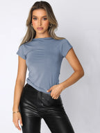 Womens Workout Sportswear 80%nylon 20%spandex Baby Tee ESST-01 print logo 42