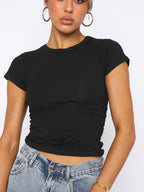 Womens Workout Sportswear 80%nylon 20%spandex Baby Tee ESST-01 print logo 10