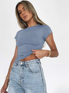 Womens Workout Sportswear 80%nylon 20%spandex Baby Tee ESST-01 print logo 6