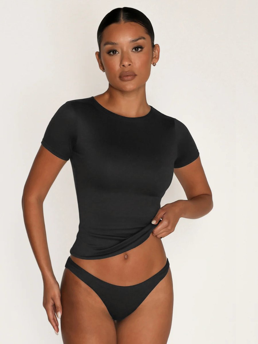 Womens Workout Sportswear 80%nylon 20%spandex Baby Tee ESST-01 print logo 31