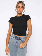 Womens Workout Sportswear 80%nylon 20%spandex Baby Tee ESST-01 print logo 28