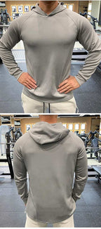 Mens Sports Fitness 95%polyester 5%spandex Hoodie GY-8414 print logo 13