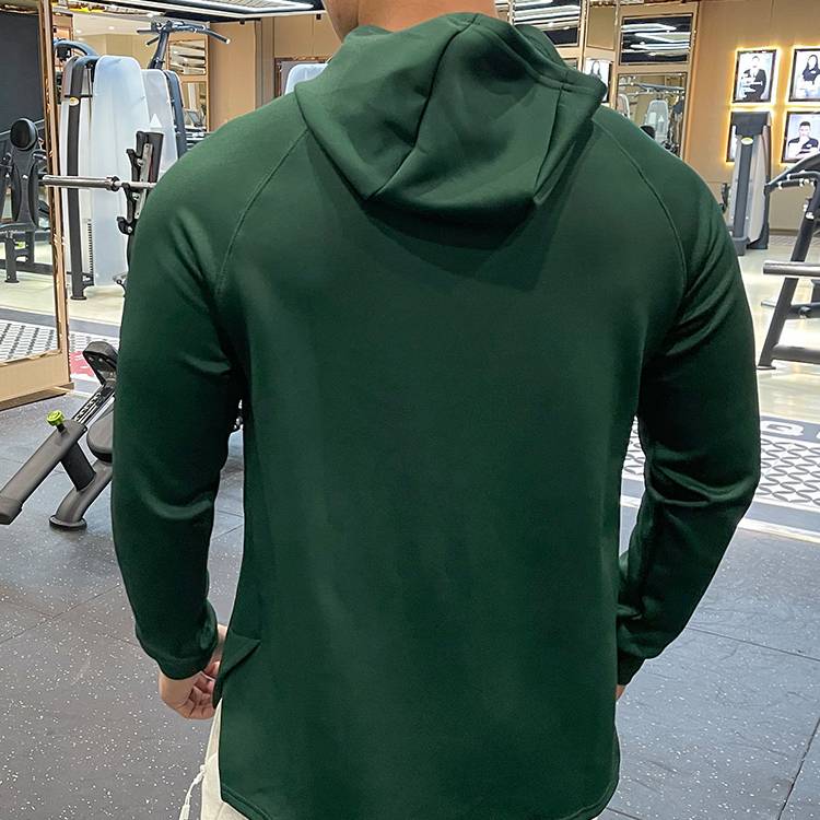 Mens Sports Fitness 95%polyester 5%spandex Hoodie GY-8414 print logo 2