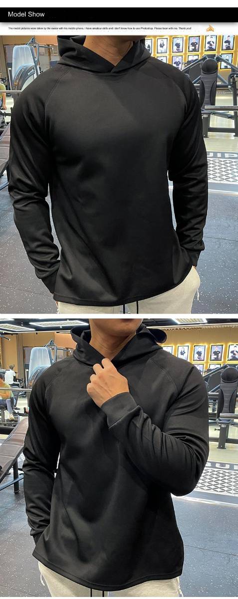 Mens Sports Fitness 95%polyester 5%spandex Hoodie GY-8414 print logo 14