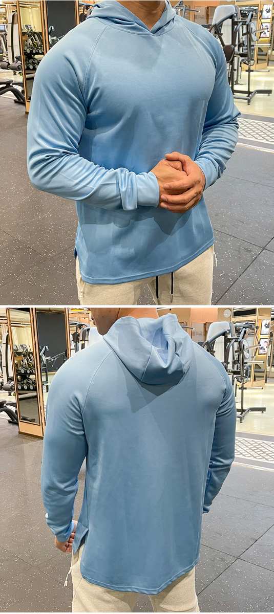 Mens Sports Fitness 95%polyester 5%spandex Hoodie GY-8414 print logo 15