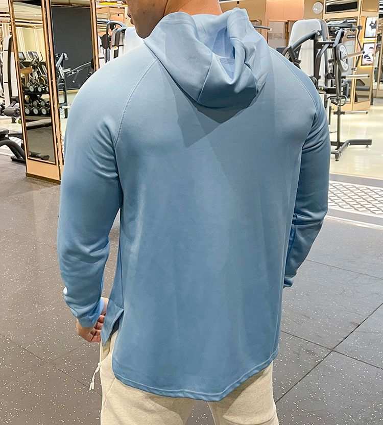 Mens Sports Fitness 95%polyester 5%spandex Hoodie GY-8414 print logo 3