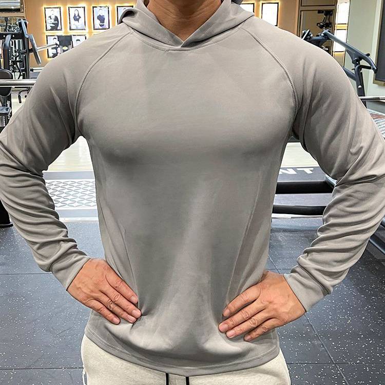 Mens Sports Fitness 95%polyester 5%spandex Hoodie GY-8414 print logo 7