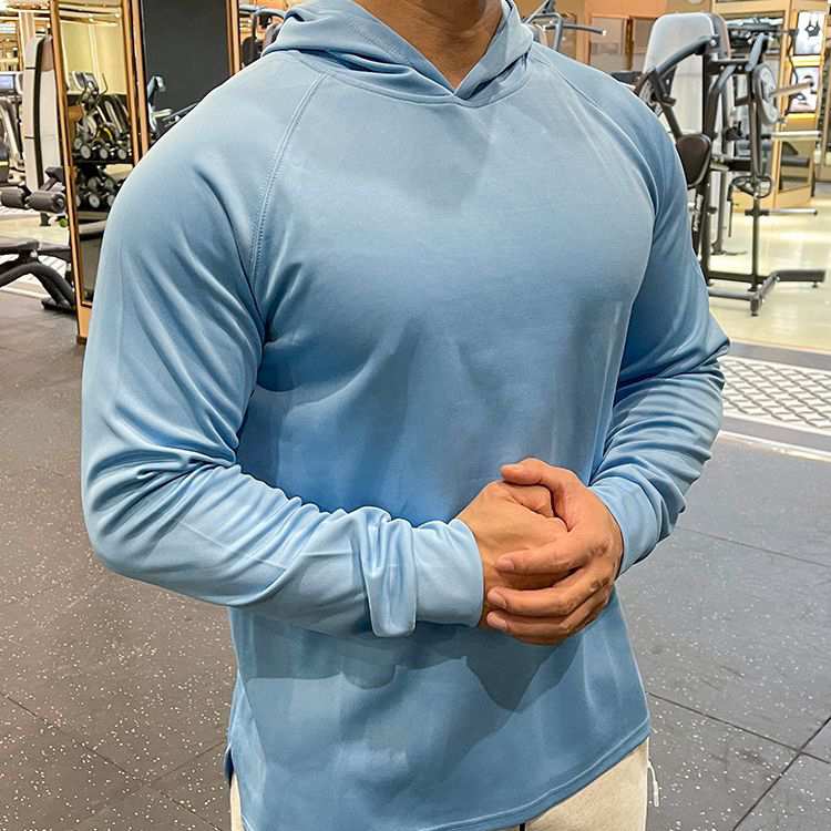 Mens Sports Fitness 95%polyester 5%spandex Hoodie GY-8414 print logo 11