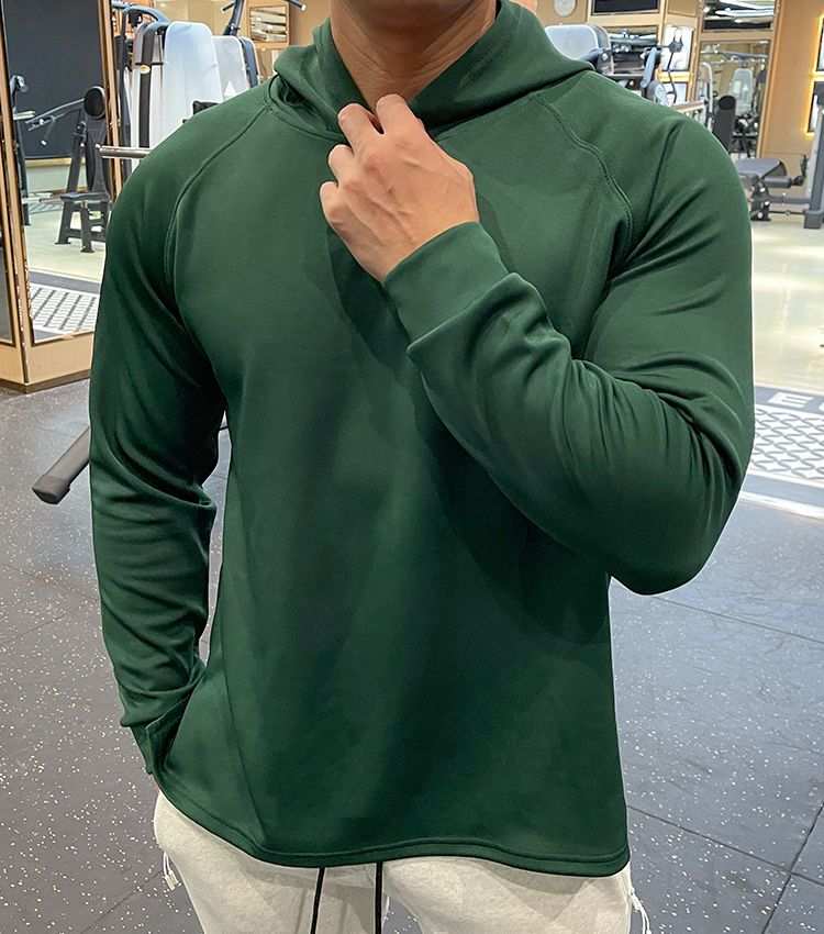 Mens Sports Fitness 95%polyester 5%spandex Hoodie GY-8414 print logo 4