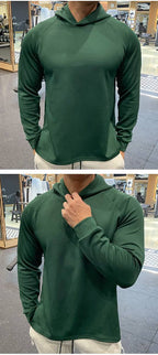 Mens Sports Fitness 95%polyester 5%spandex Hoodie GY-8414 print logo 12