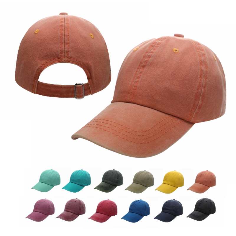 Baseball Washed 100% cotton Washing cloth pure cotton six piece cap HB128 print logo 17